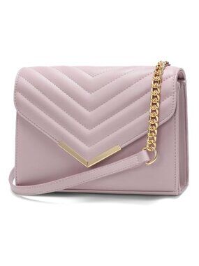 Quilted PU Leather Crossbody Bag Chain Strap V-Clasp Satchel